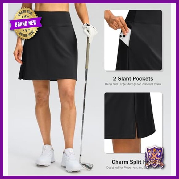 High Waist Athletic Skort with Pockets for Tennis Golf Travel - Picture 3 of 6